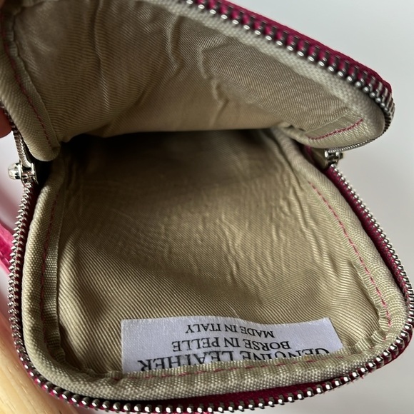 Borse In Pelle Women's Handbag Purse Hot Pink Stud Leather Phone Crossbody - Picture 5 of 11